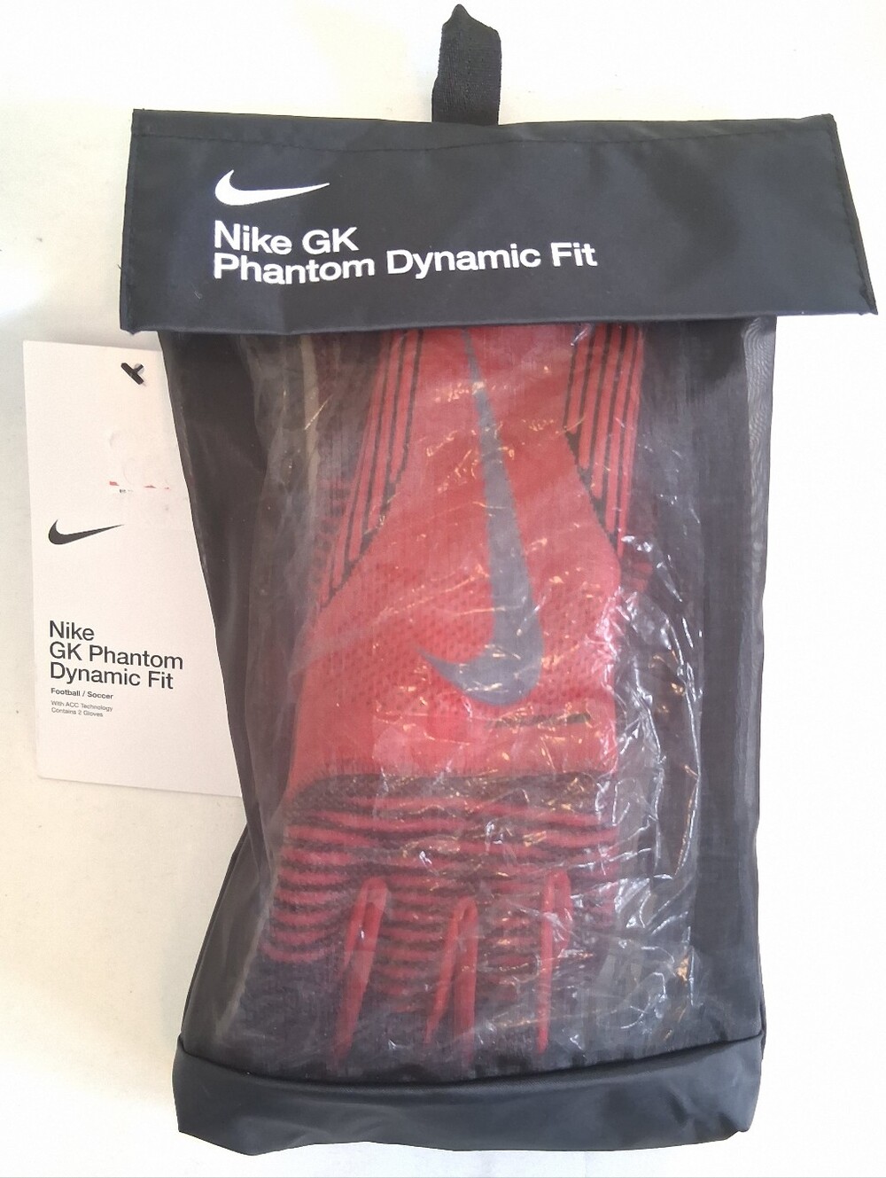 Nike GK Phantom Dynamic Fit ACC Red Silver Soccer GoalkeeperGloves